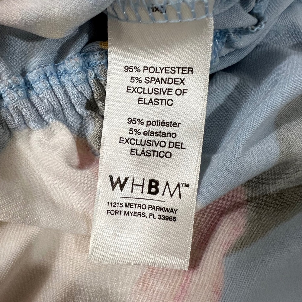 White House Black Market WHBM Blue Floral Tulip Off The Shoulder Peplum Blouse L - Picture 3 of 7
